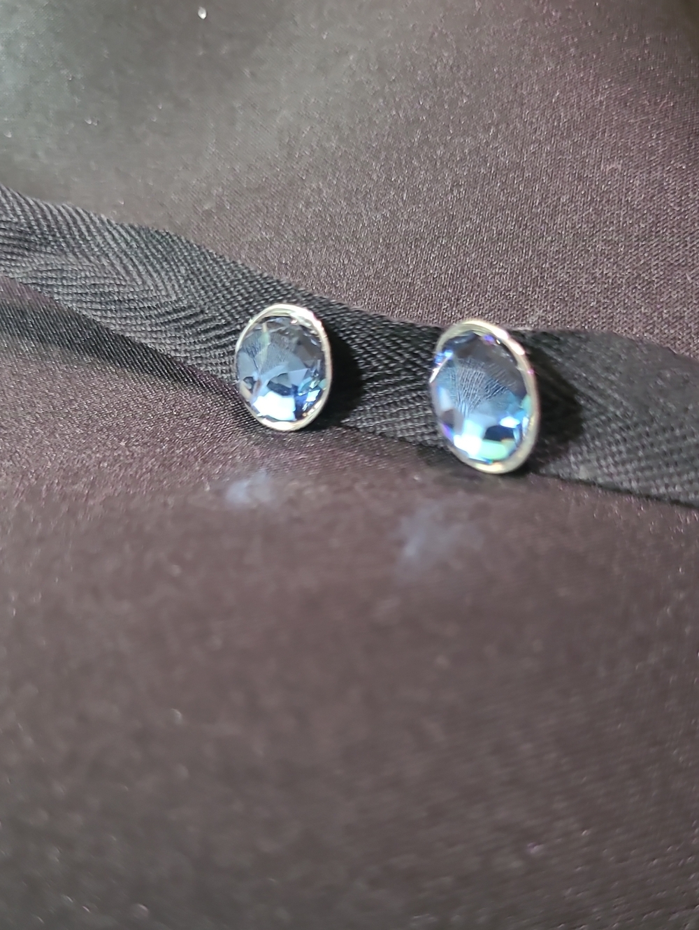 Swarovski Light Blue Rhodium Plated Stud Earrings